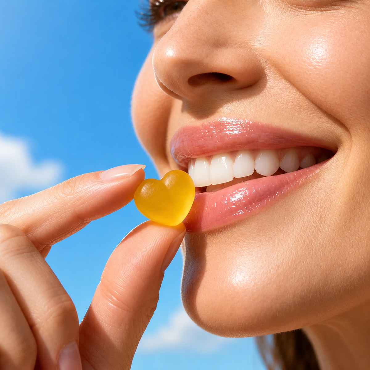 Heart-shaped pineapple gummy close-up